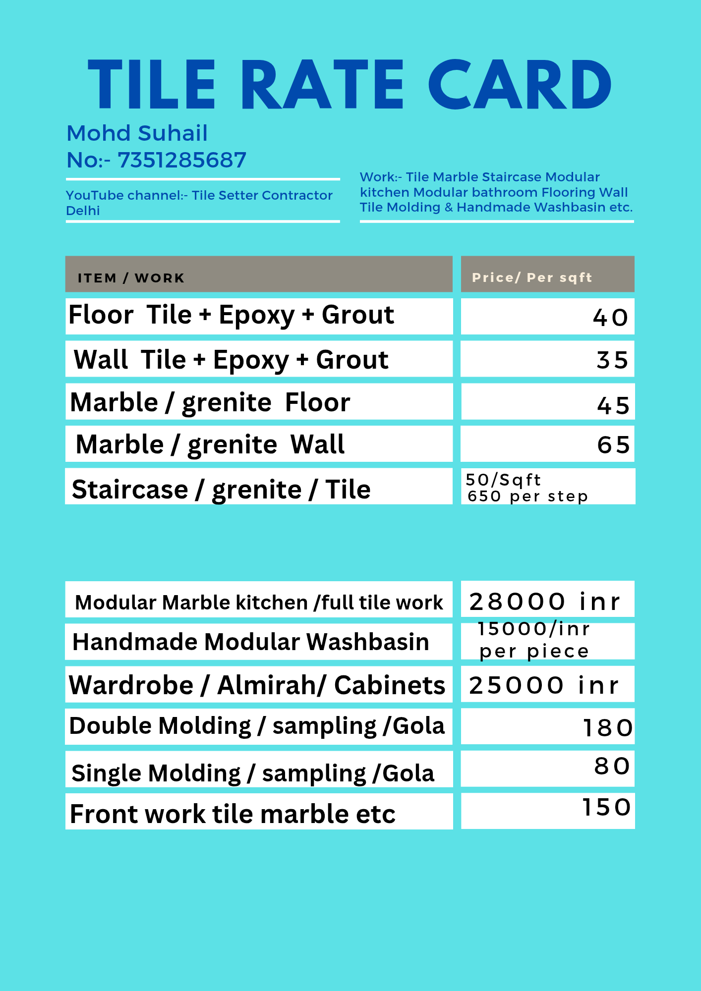 Tile setter contractor delhi